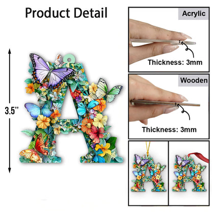 Flowers And Butterflies Letter - Personalized Gardening Ornament