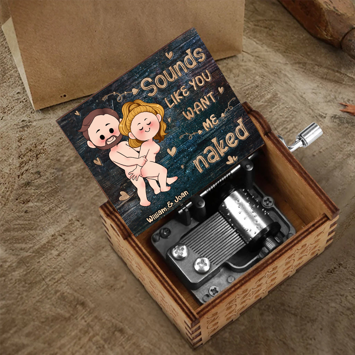 Sounds Like - Couple gift for boyfriend, girlfriend, husband, wife - Personalized Hand Crank Music Box