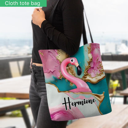 Tropical Vibes Pink Flamingo - Personalized Flamingo Tote Bag