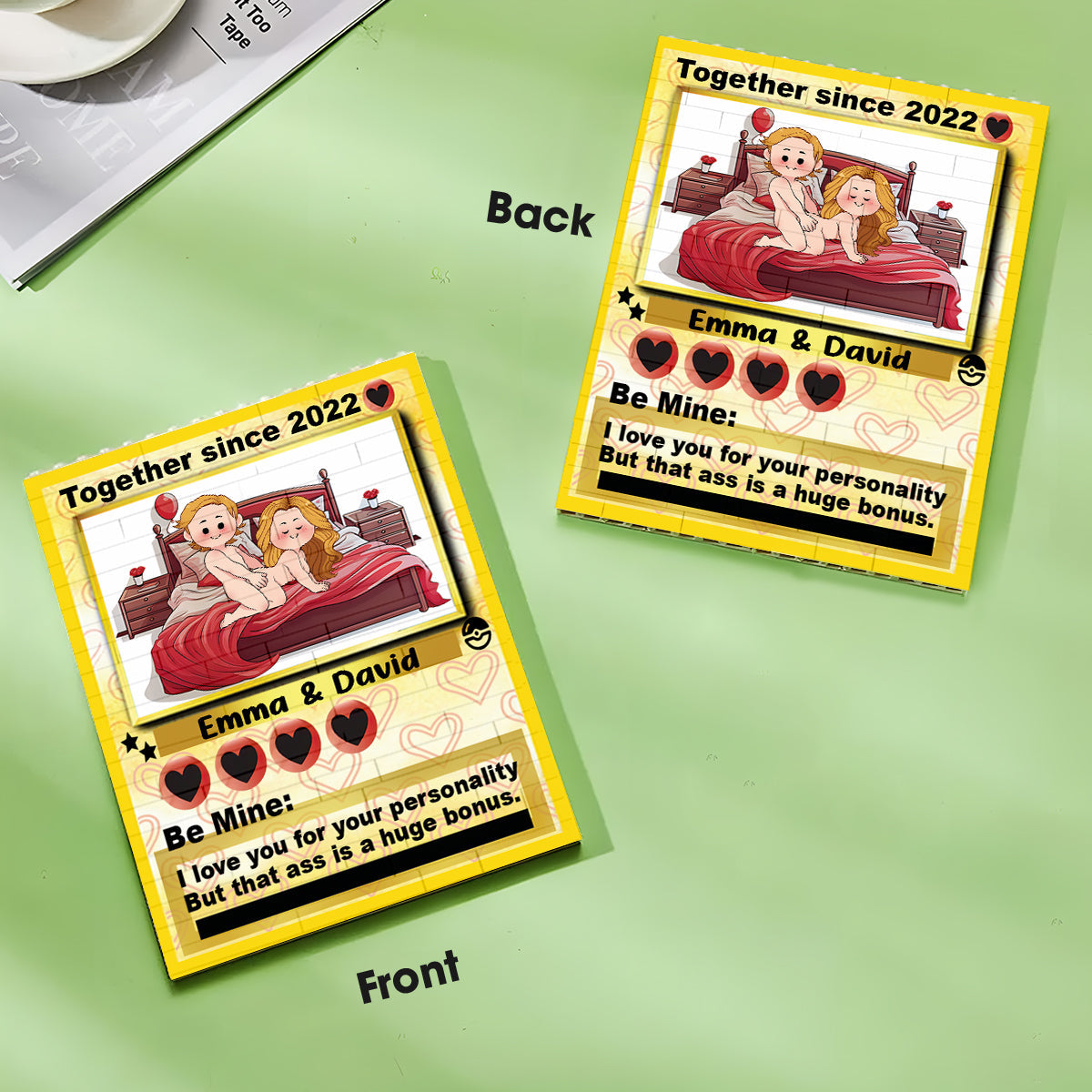 I Choose You - Personalized Monster Trainer Vertical Rectangle Building Brick Blocks Printed On Both Sides