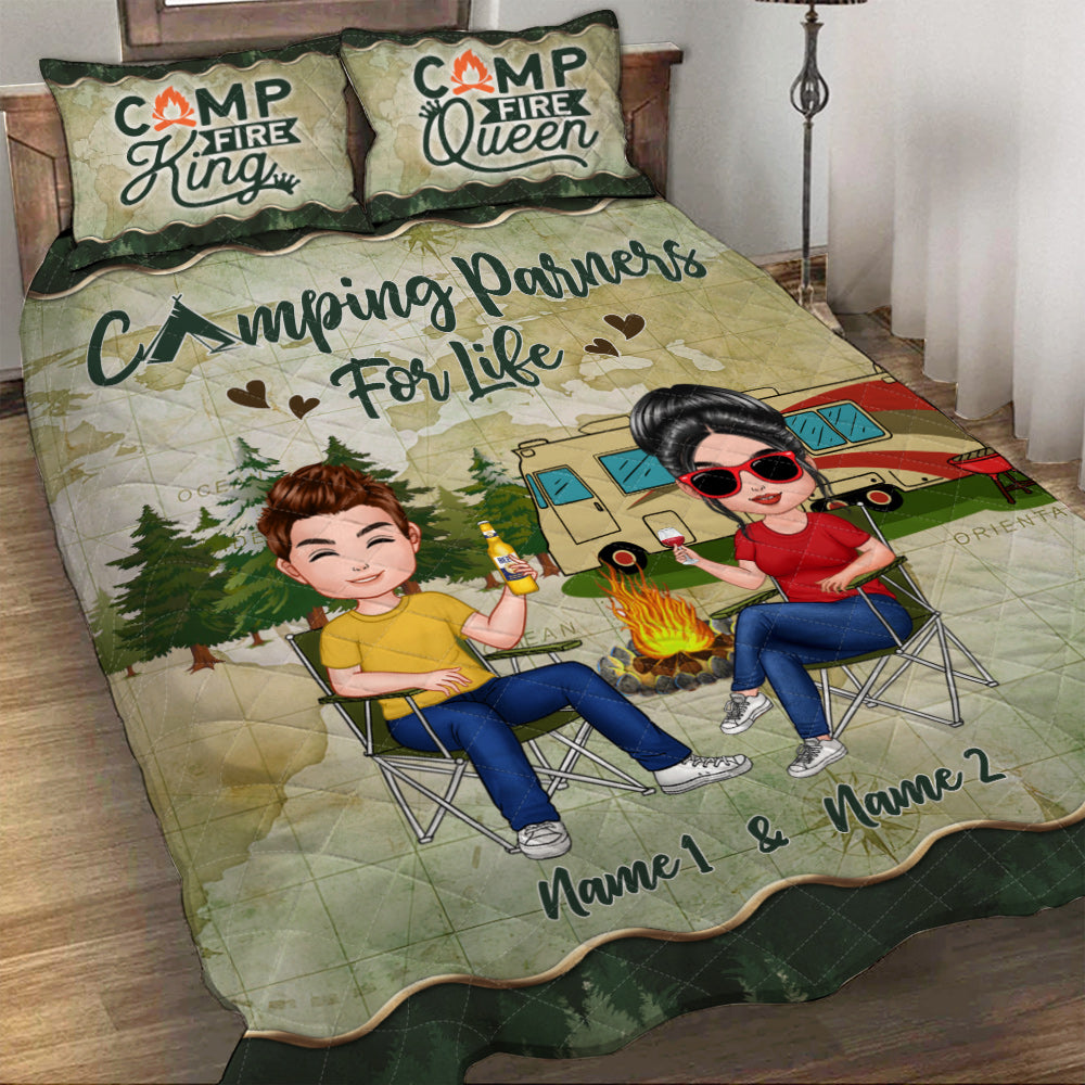 Camping Partners For Life - Personalized Couple Camping Quilt Set