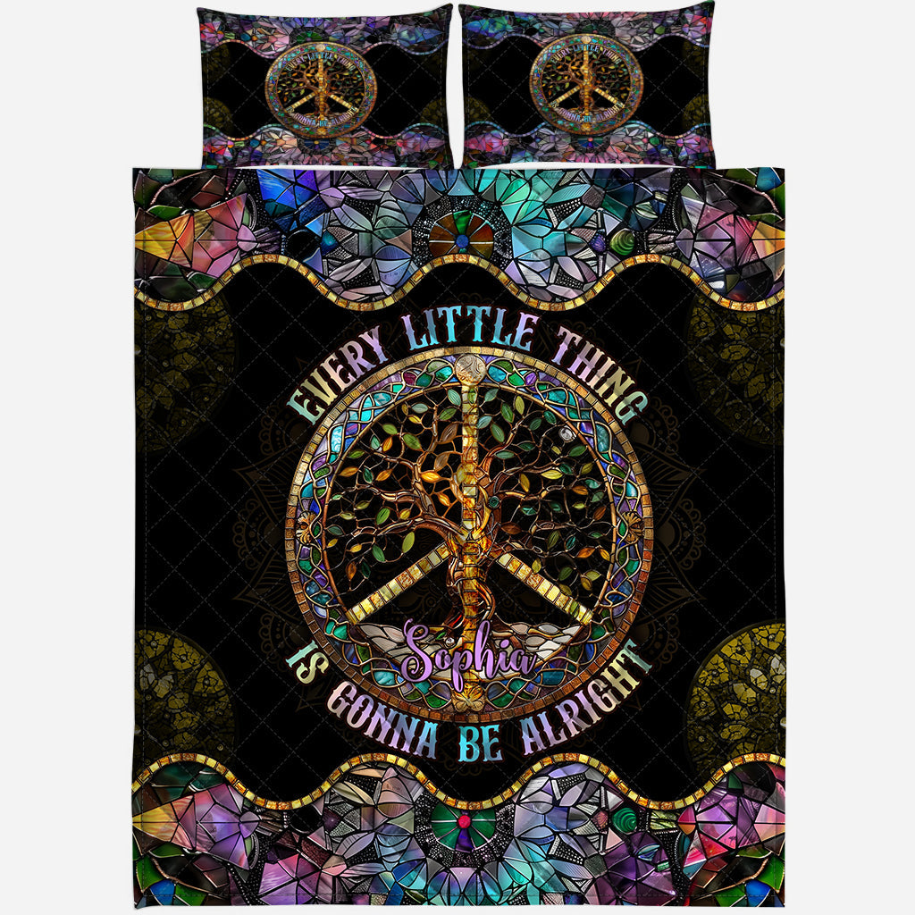 Every Little Thing Is Gonna Be Alright - Personalized Hippie Quilt Set