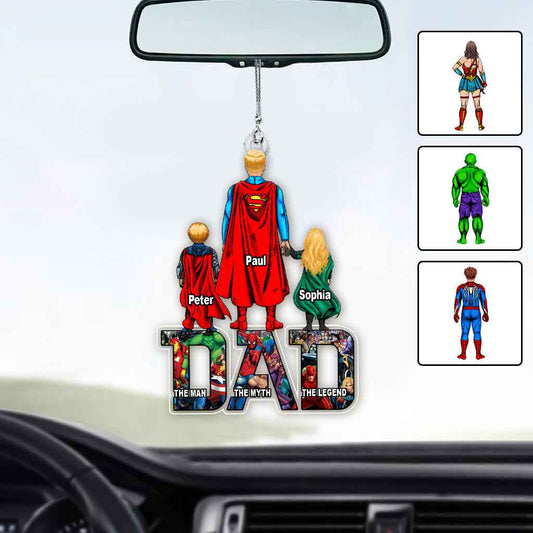 Super Dad - Personalized Father Custom Shaped Car Ornament