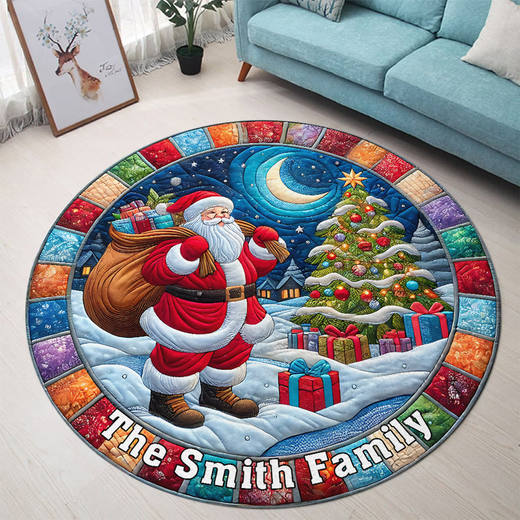 Merry Christmas - Personalized Family Round Rug