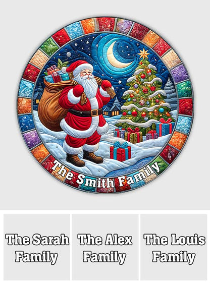 Merry Christmas - Personalized Family Round Rug