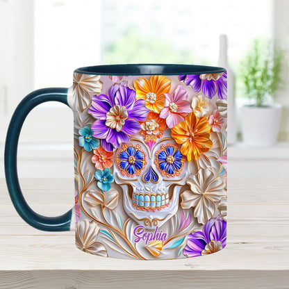 Floral Skull - Personalized Skull Accent Mug