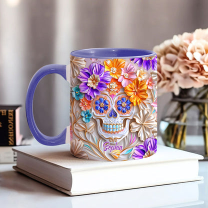 Floral Skull - Personalized Skull Accent Mug