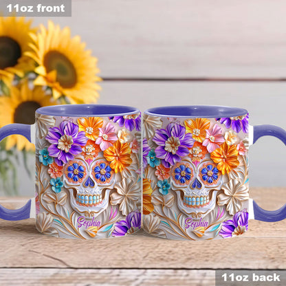 Floral Skull - Personalized Skull Accent Mug