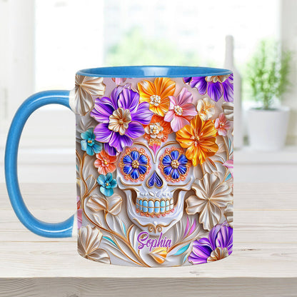 Floral Skull - Personalized Skull Accent Mug