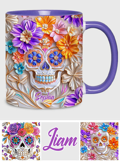 Floral Skull - Personalized Skull Accent Mug