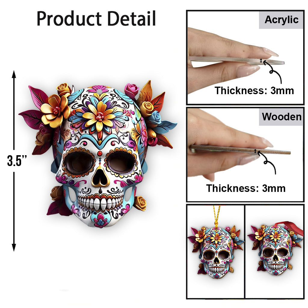 Floral Skull - Personalized Skull Ornament
