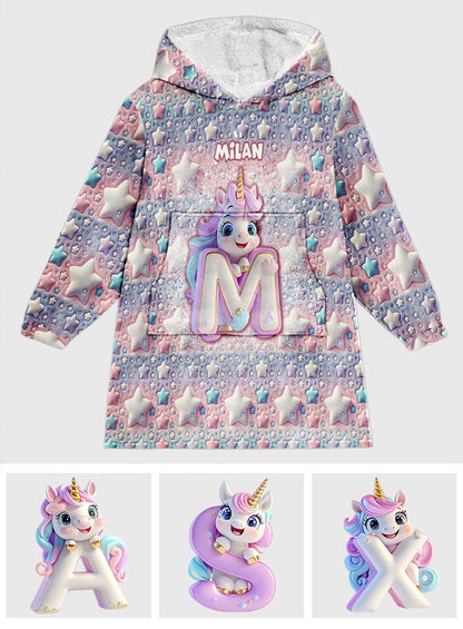 Cute Unicorn - Personalized Kid Blanket Hoodie
