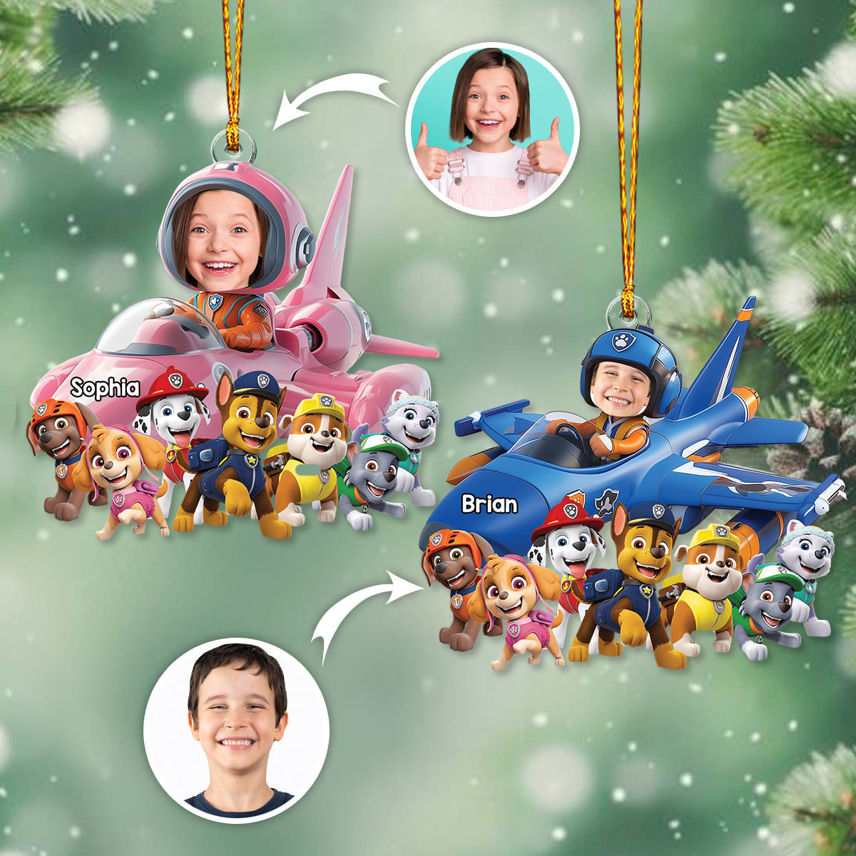 Chase Fighter Jet - Personalized Kid Ornament