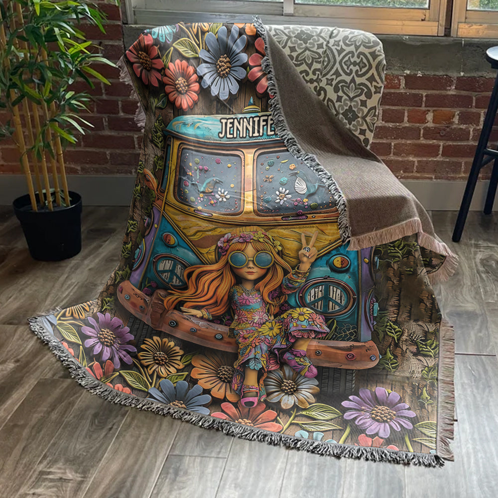 Hippie Lover - Personalized Hippie Woven Blanket