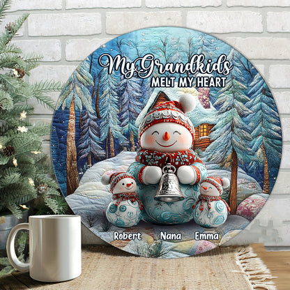 Merry Christmas - Personalized Grandma Round Wood Sign