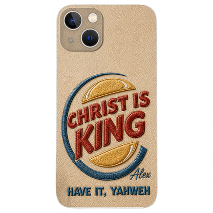 Christ Is King - Personalized Christian Classic Cap & Leather Phone Case