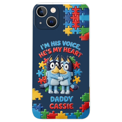 I'm His Voice - Personalized Autism Awareness 3D Embossed Leather Phone Case
