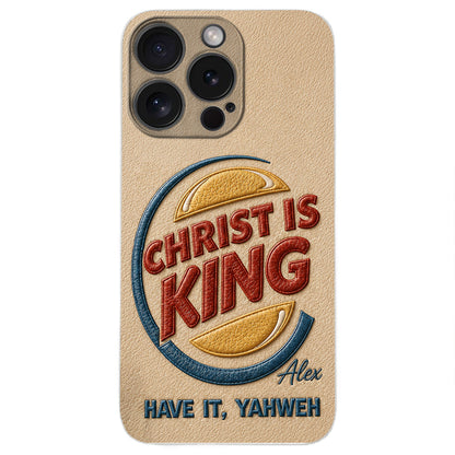 Christ Is King - Personalized Christian Classic Cap & Leather Phone Case