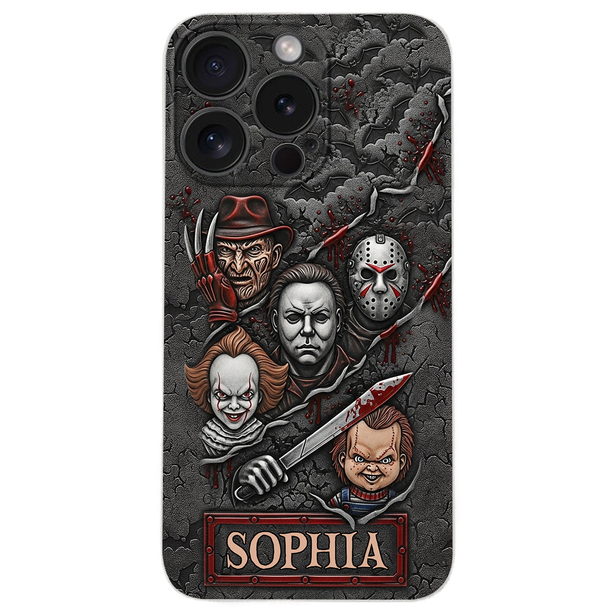 Scary Characters - Personalized Leather Phone Case