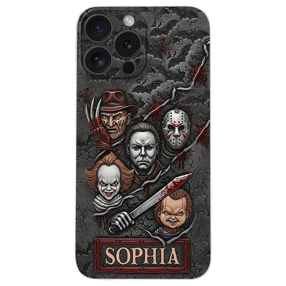 Scary Characters - Personalized Leather Phone Case