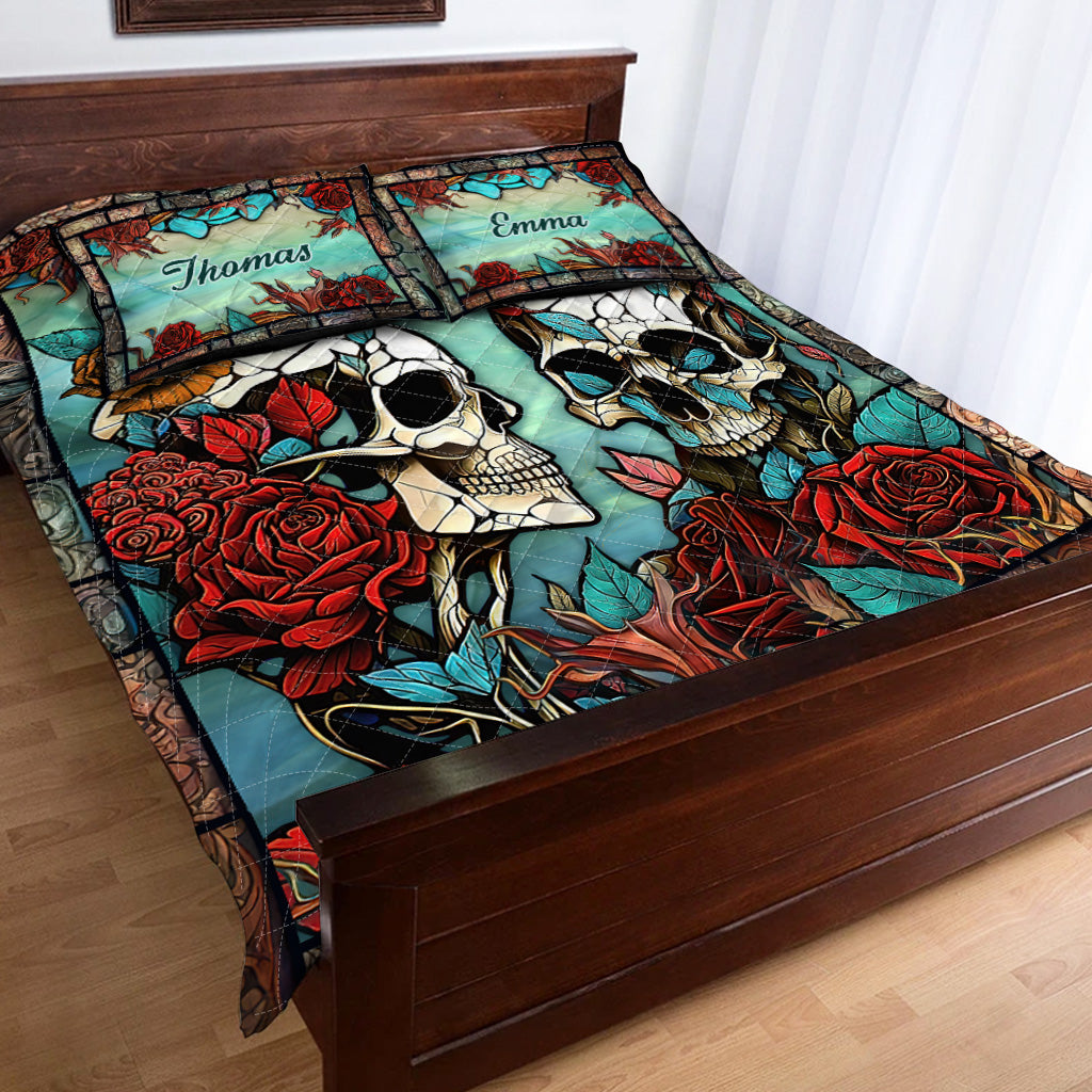 Skull Couple - Personalized Skull Quilt Set