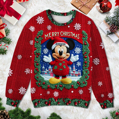 Merry Christmas - Personalized Mouse Ugly Sweater