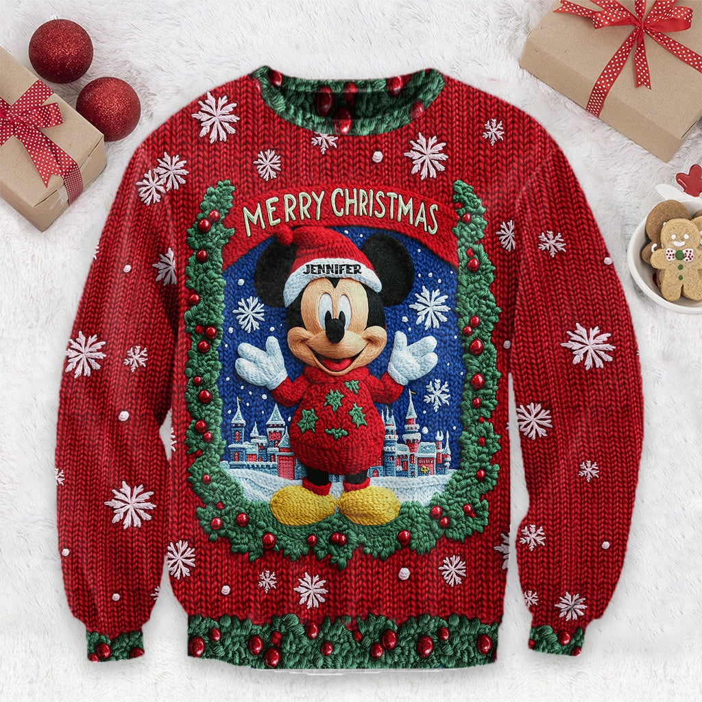 Merry Christmas - Personalized Mouse Ugly Sweater