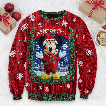 Merry Christmas - Personalized Mouse Ugly Sweater