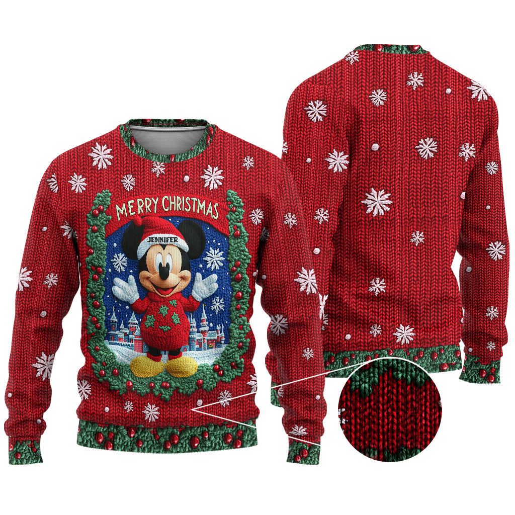 Merry Christmas - Personalized Mouse Ugly Sweater