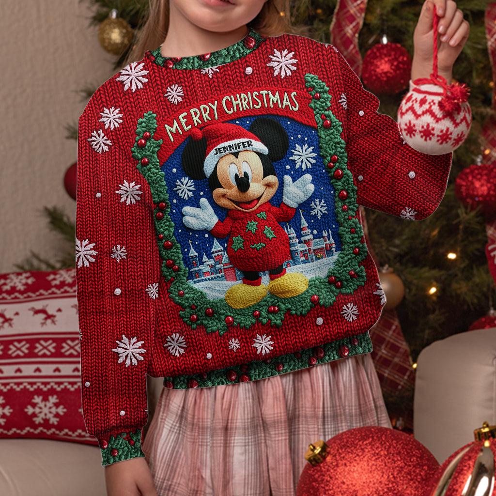 Merry Christmas - Personalized Mouse Ugly Sweater