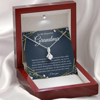 To My Grandma Gift For Grandmother From Granddaughter Grandson - Grandma Petite Ribbon Necklace 0921