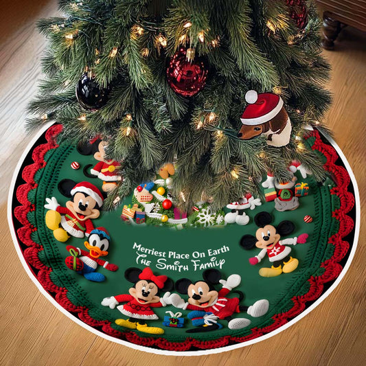 Merriest Place On Earth - Personalized Mouse Tree Skirt