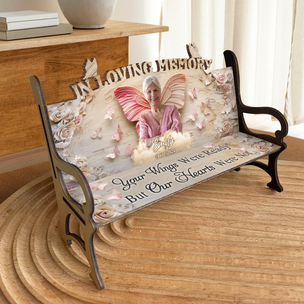 Your Wings Were Ready - Personalized Memorial Wooden Bench