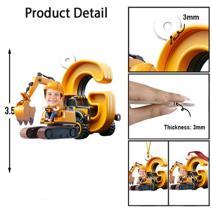 Construction Vehicle Alphabet Letters - Personalized Kid Custom Shaped Ornament