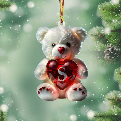 Cute Bear Letter - Personalized Kid Ornament
