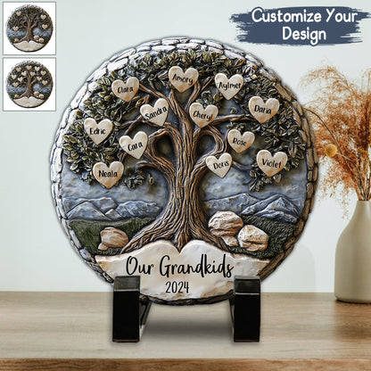 Our Grandkids 2024 - Personalized Grandma Round Shaped Stone