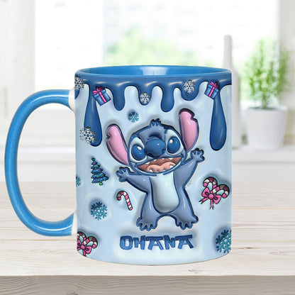 Ohana Blue Inflated Merry Stitchmas - Ohana Accent Mug
