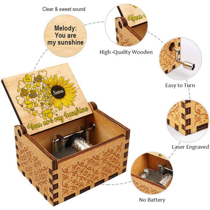 You Are My Sunshine - Personalized Mother's Day Grandma Hand Crank Music Box