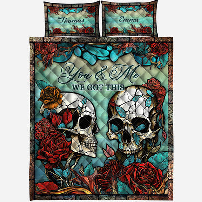 Skull Couple - Personalized Skull Quilt Set