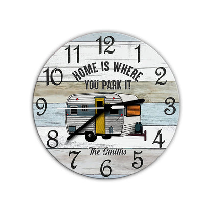 Home Is Where You Park It - Personalized Camping Wall Clock