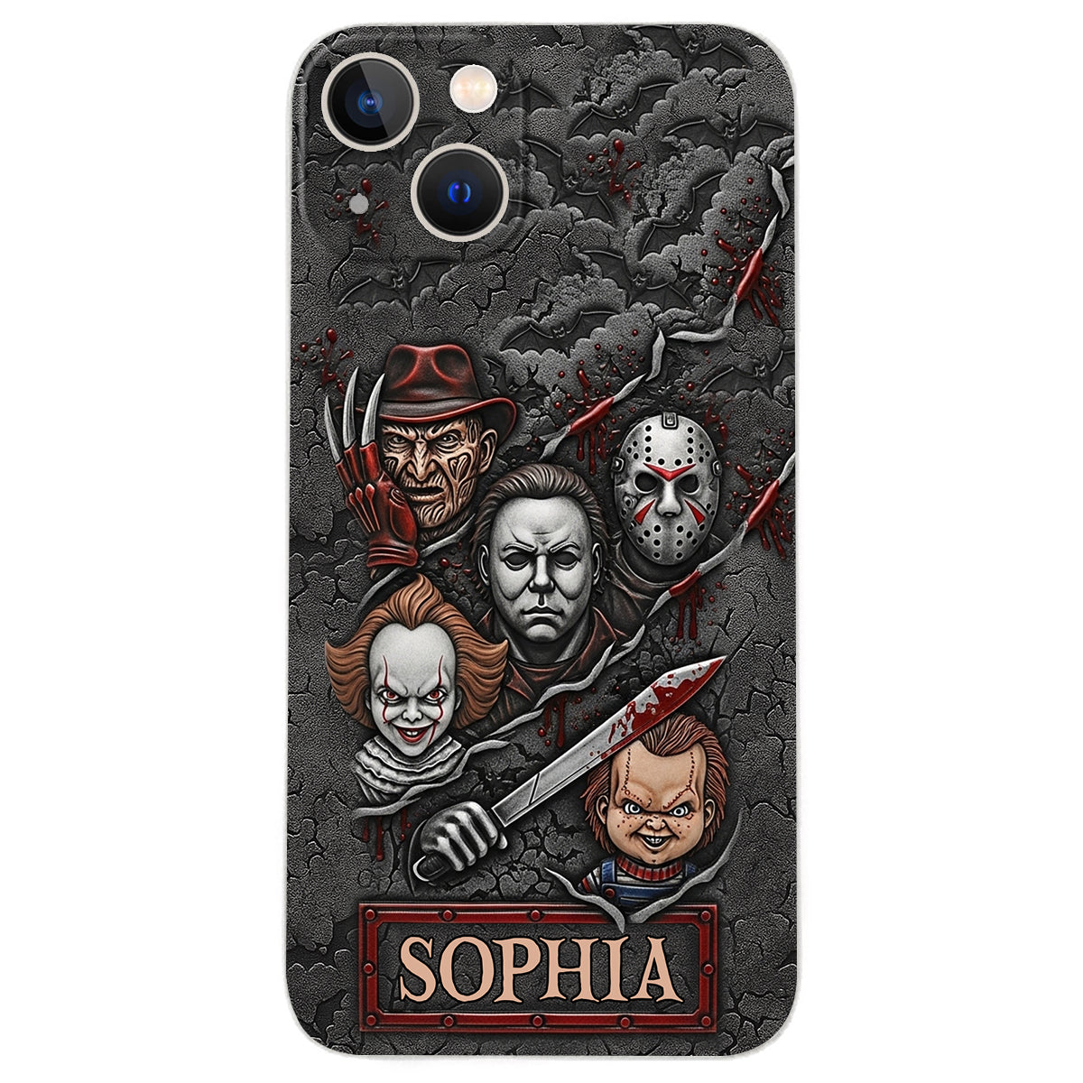 Scary Characters - Personalized Leather Phone Case