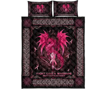 Fight Like A Warrior Breast Cancer Awareness  Quilt Set 0622