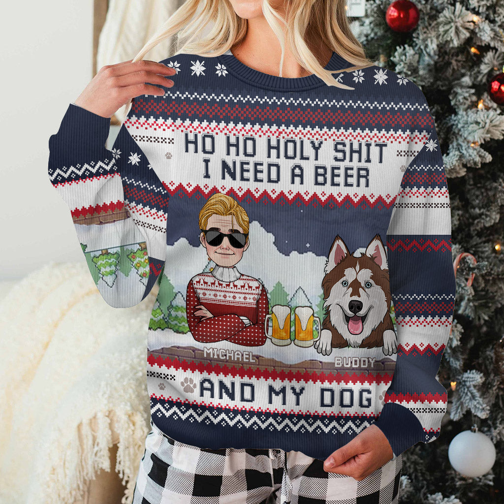 I Need Beer And My Dog - Personalized Dog Ugly Sweater