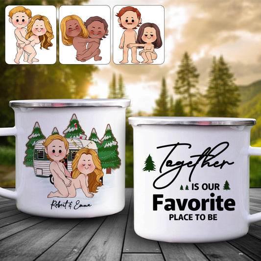 Together Is Our Favorite Place To Be - Personalized Camping Enamel Mug