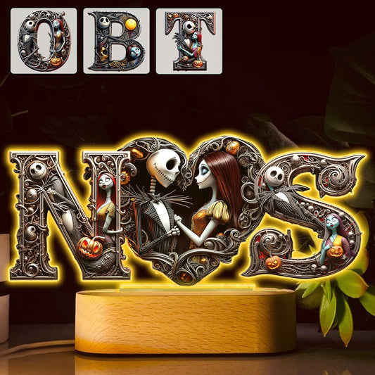 Till Dead Do Us Part - Personalized Nightmare Shaped Plaque Light Base