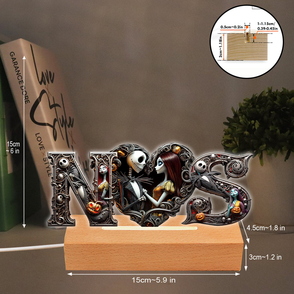 Till Dead Do Us Part - Personalized Nightmare Shaped Plaque Light Base