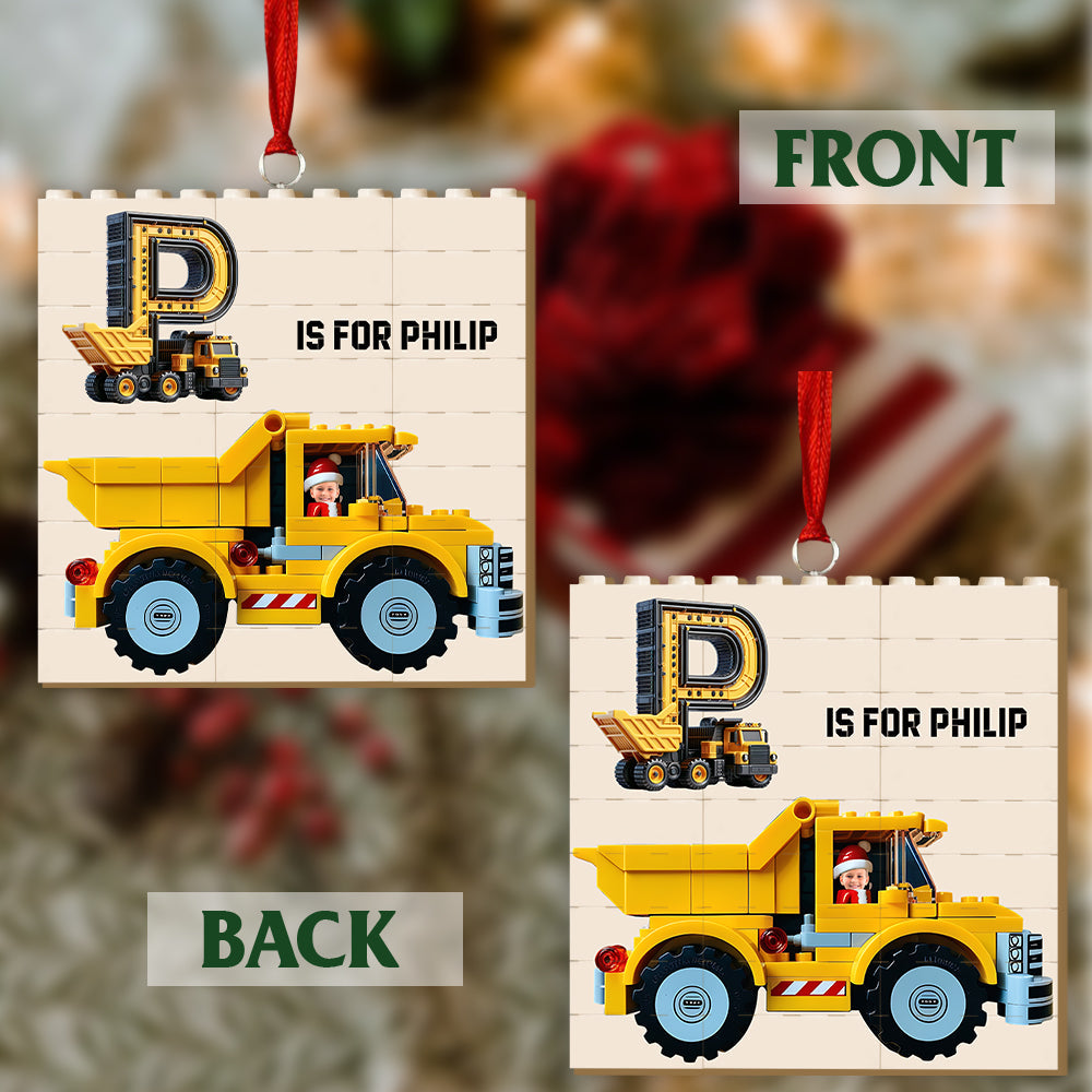 Construction Vehicle Bricks - Personalized Kid Building Blocks Ornament