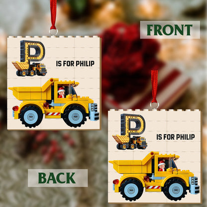 Construction Vehicle Bricks - Personalized Kid Building Blocks Ornament