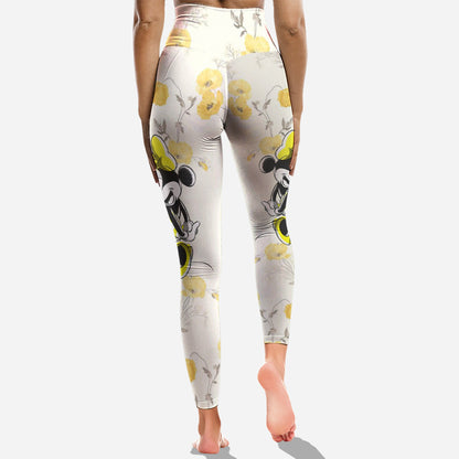 Yellow Floral - Personalized Mouse Cross Tank Top and Leggings