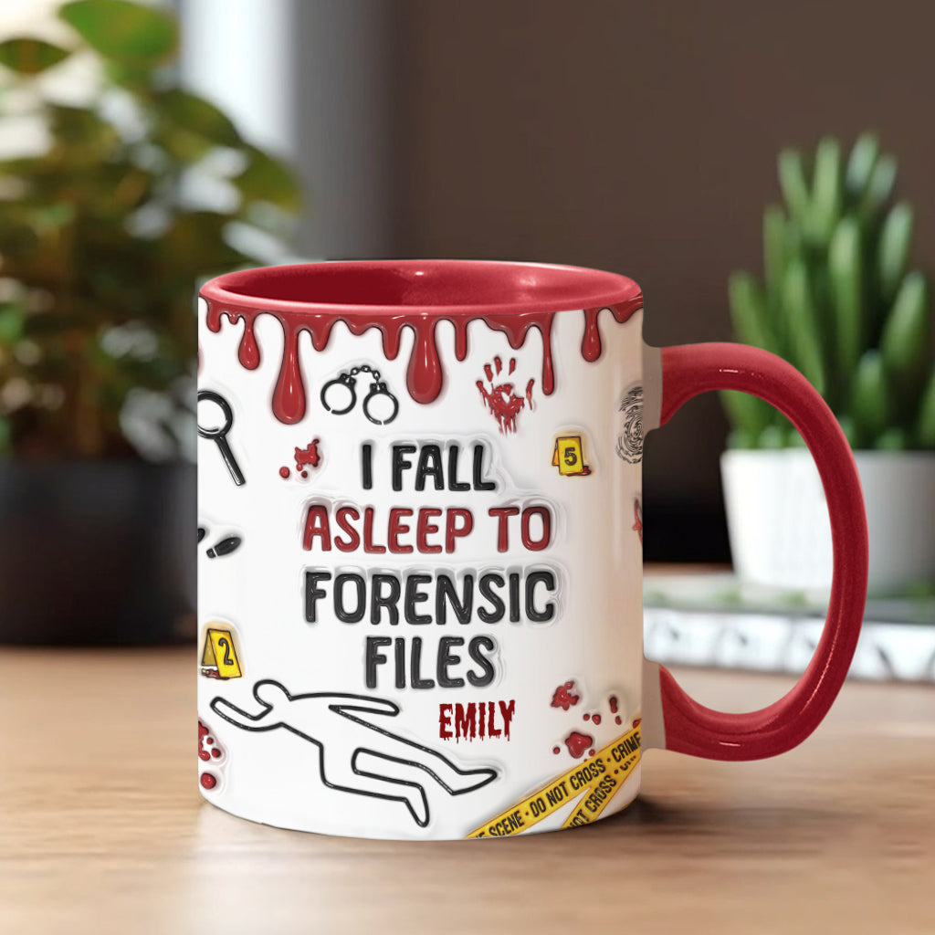 I Fall Asleep To True Crime Shows/ Podcasts - Personalized Accent Mug